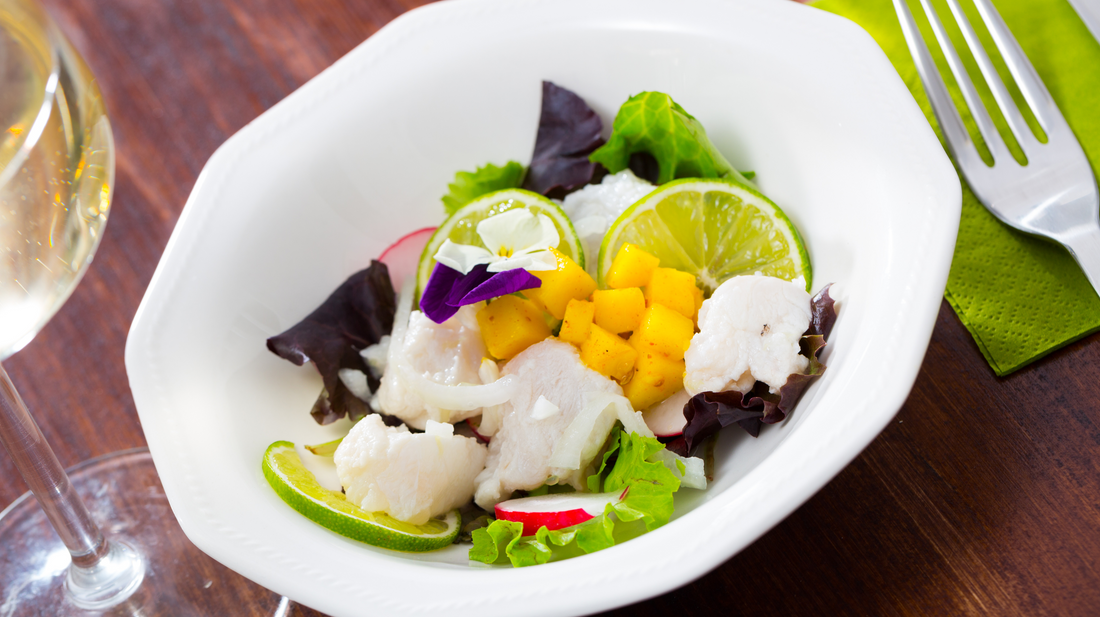 Ceviche de Cojinova Austral con Mango